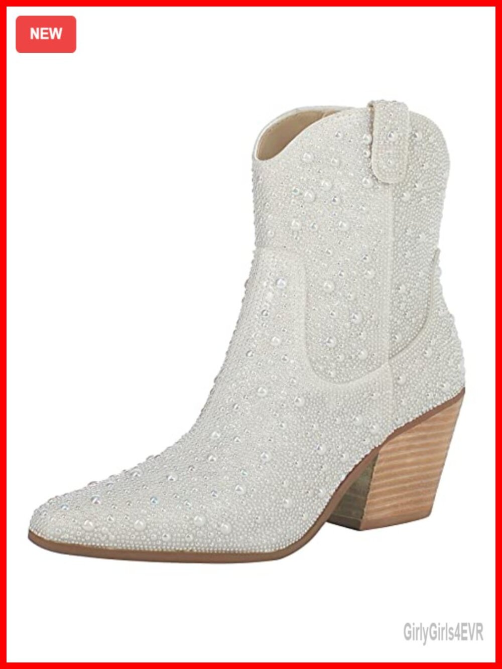 Rhinestone Cowboy Boots Glitter Chunky Heel Sparkly Cowgirl Ankle Bootie